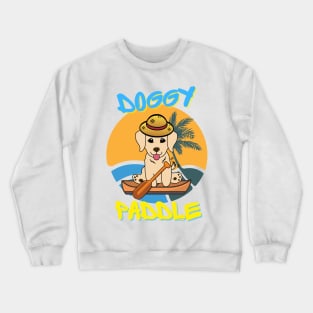 Cute golden retriever doing the doggy paddle on a boat Crewneck Sweatshirt